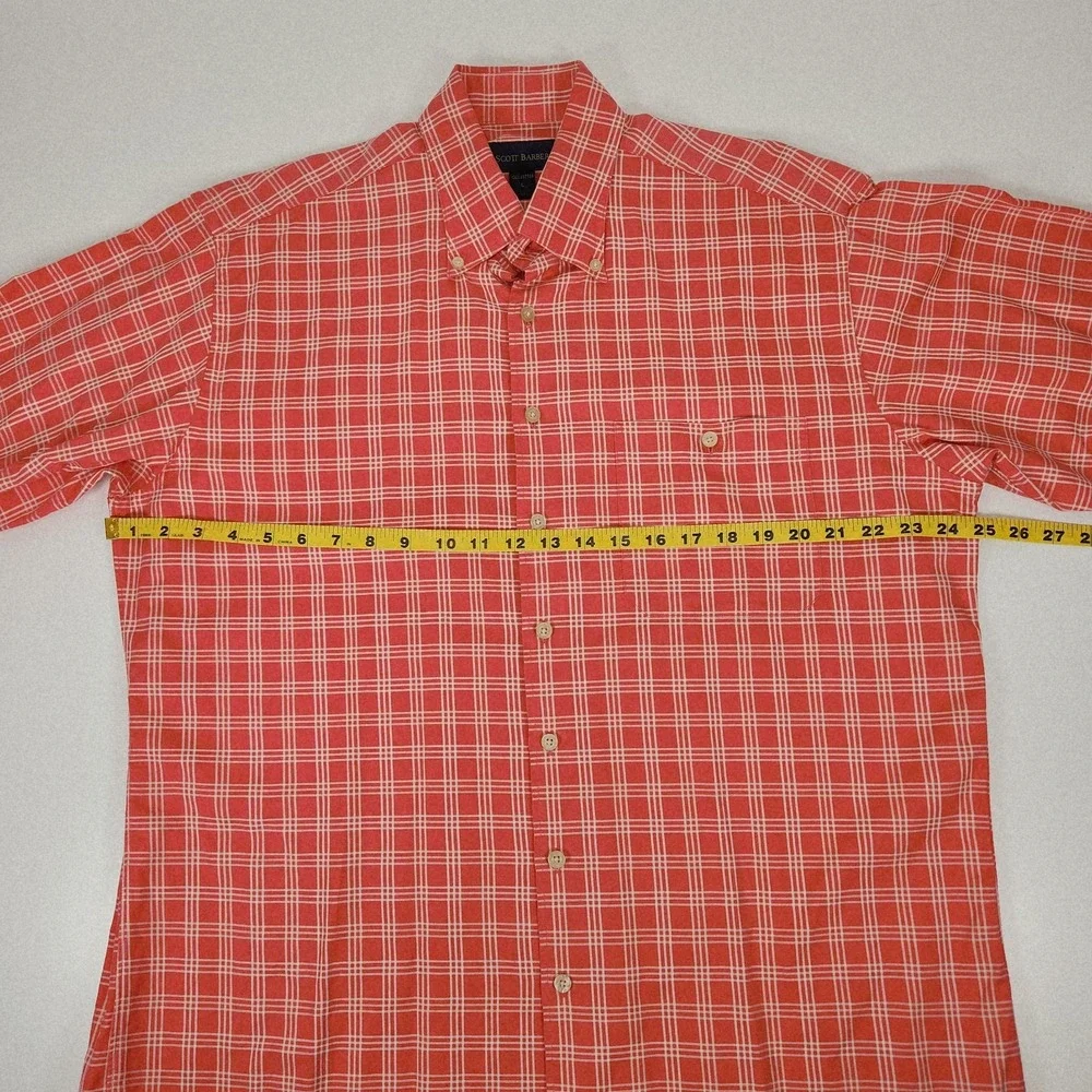 Scott Barber Shirt Mens Large Plaid 100% Cotton Long‎ Sleeve Button Casual